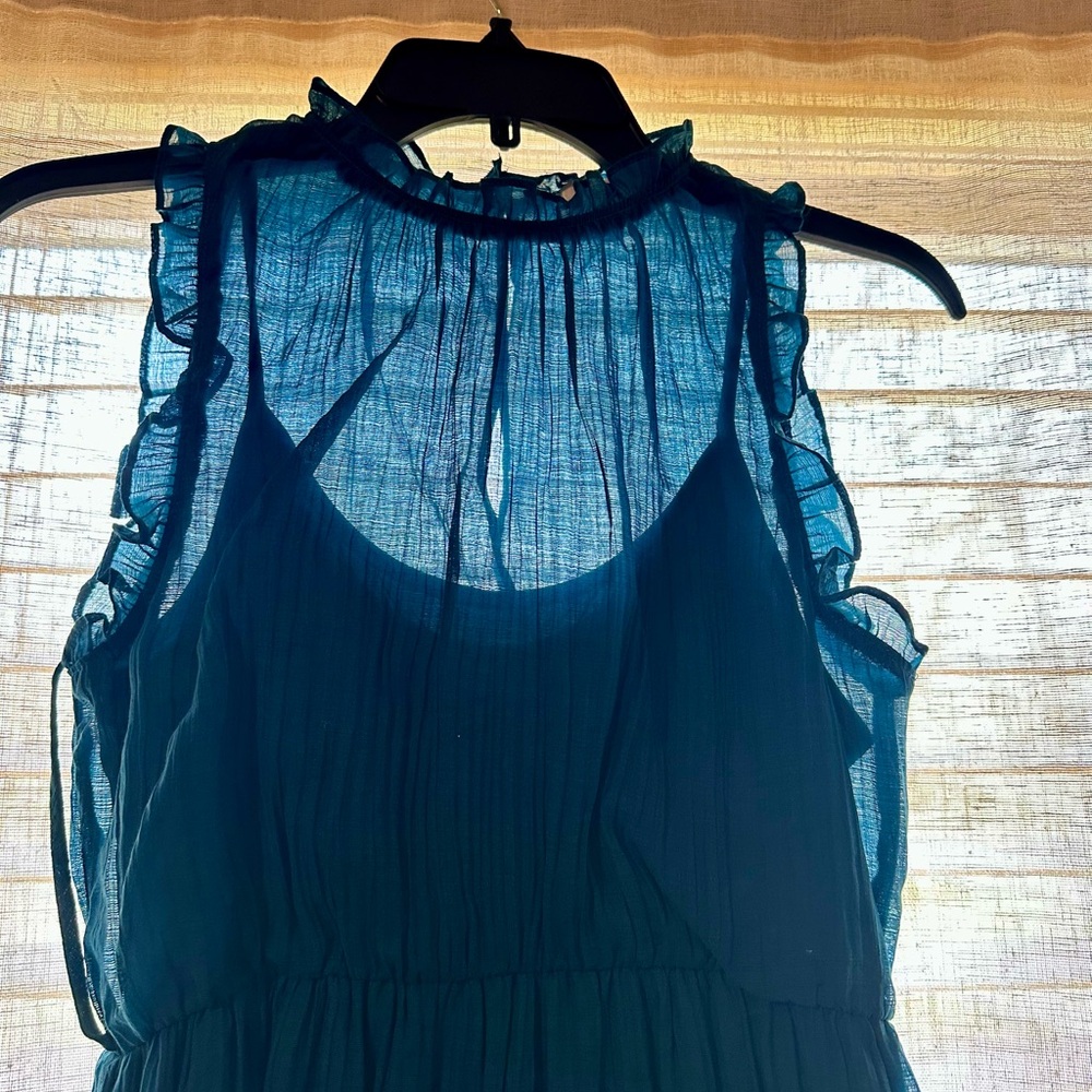 Socialite Teal Ruffled Blouse